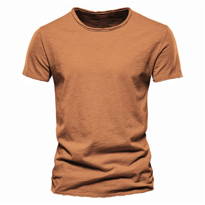 Men's light cotton jersey short-sleeve shirt with V-neck and slim fit StylebySassy