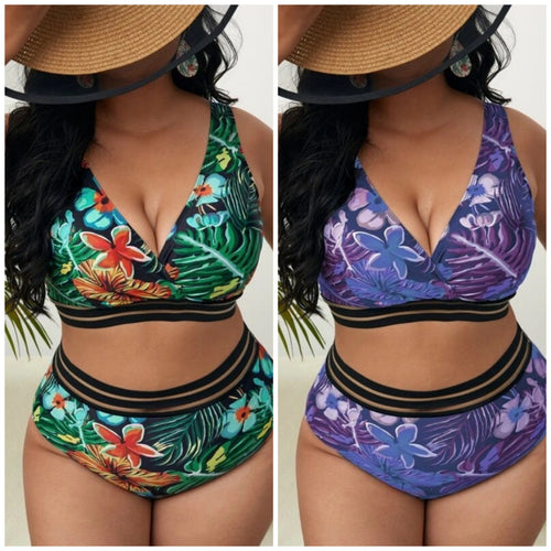 Women's Colorful Patterned Bikini with Wide Underbust Band StylebySassy