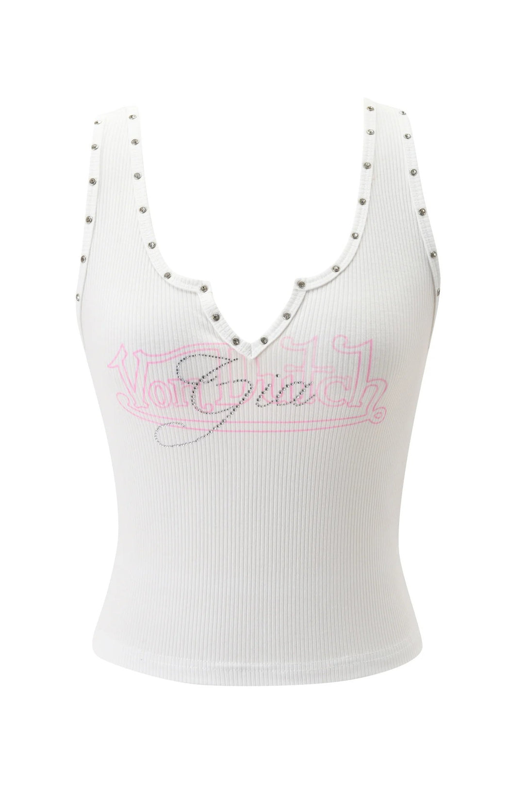 Ladies fashionable undershirt with decorative studs and graphic print StylebySassy