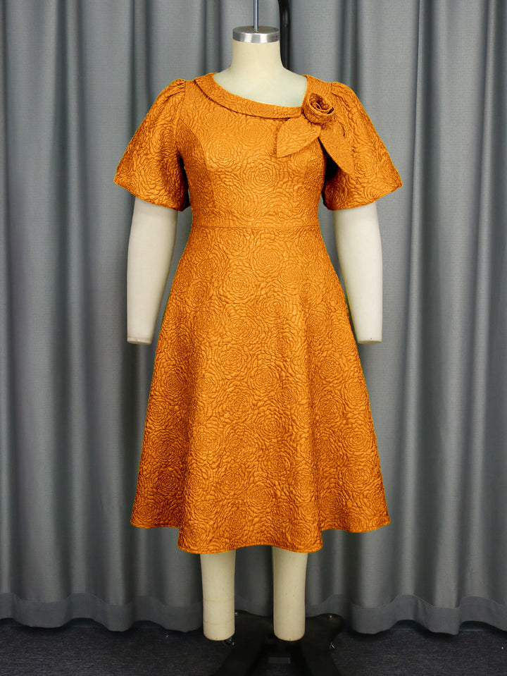 Women's Elegant Dress with Structured Flower Appliqué StylebySassy