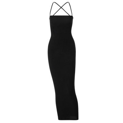 Women's Long Sleeve Knit Dress with Criss-Cross Straps StylebySassy