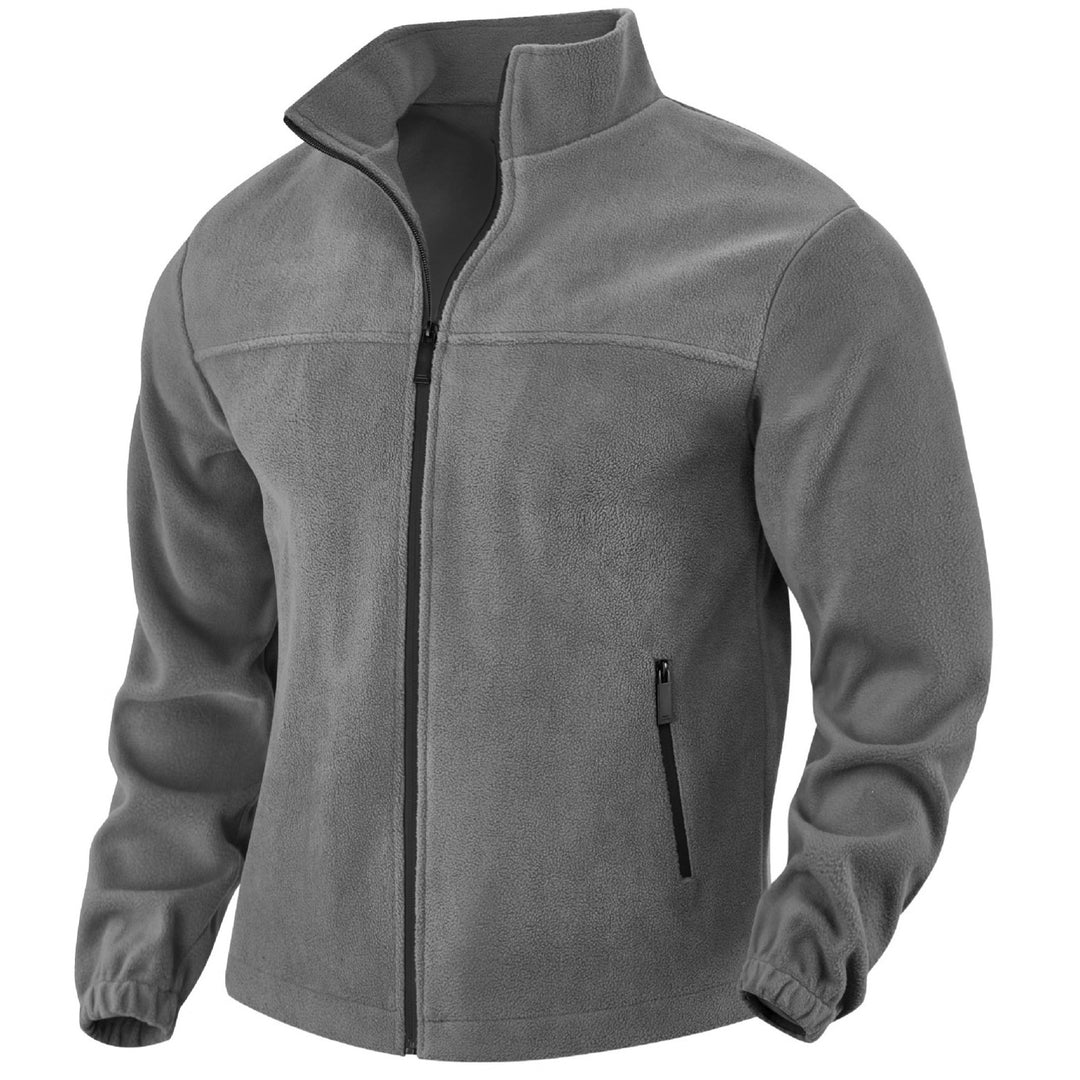 Men's fleece jacket with zipper, stand-up collar and zip pockets StylebySassy