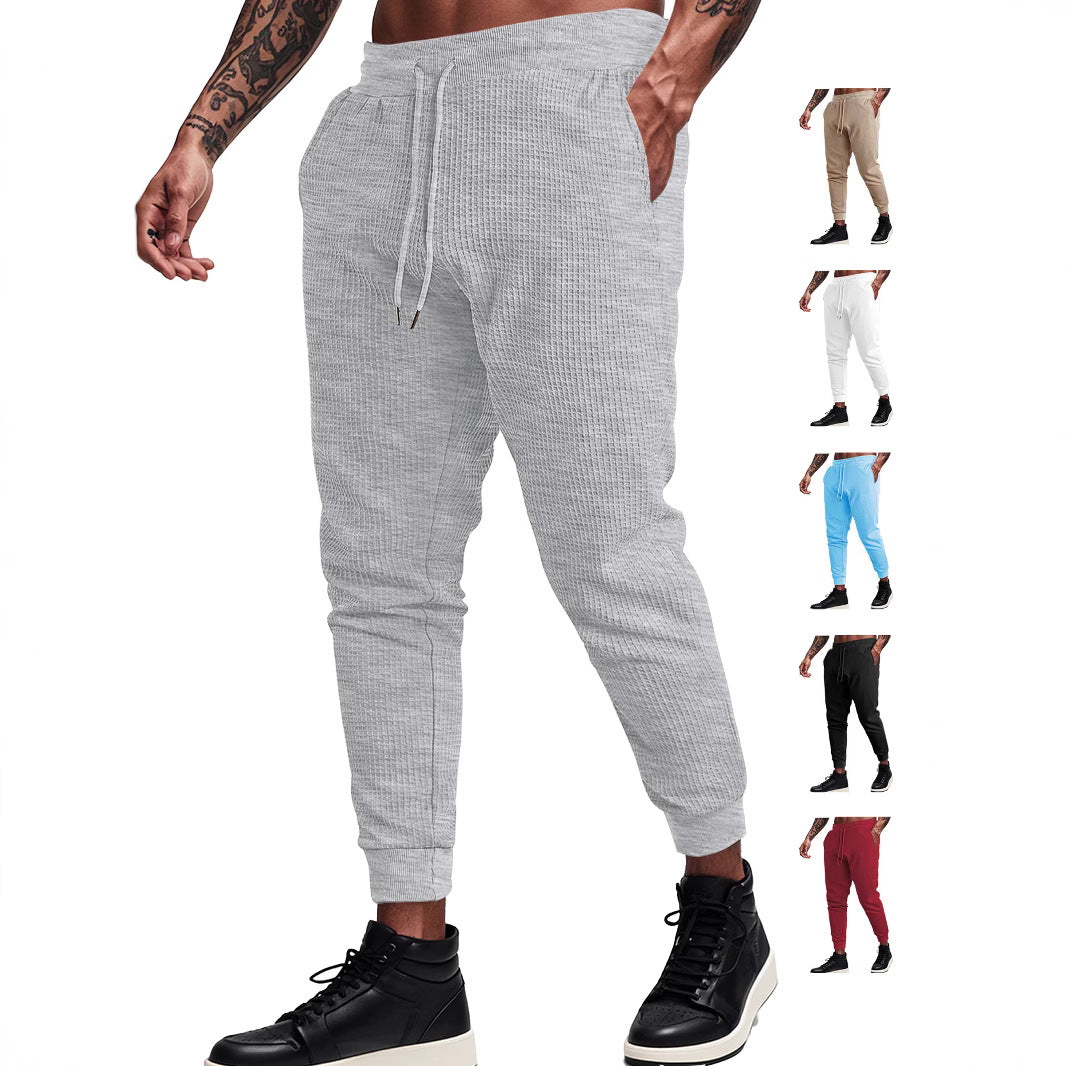 Men's fine-structured jersey lounge pants tapered cut with drawstring waistband and ribbed leg openings StylebySassy