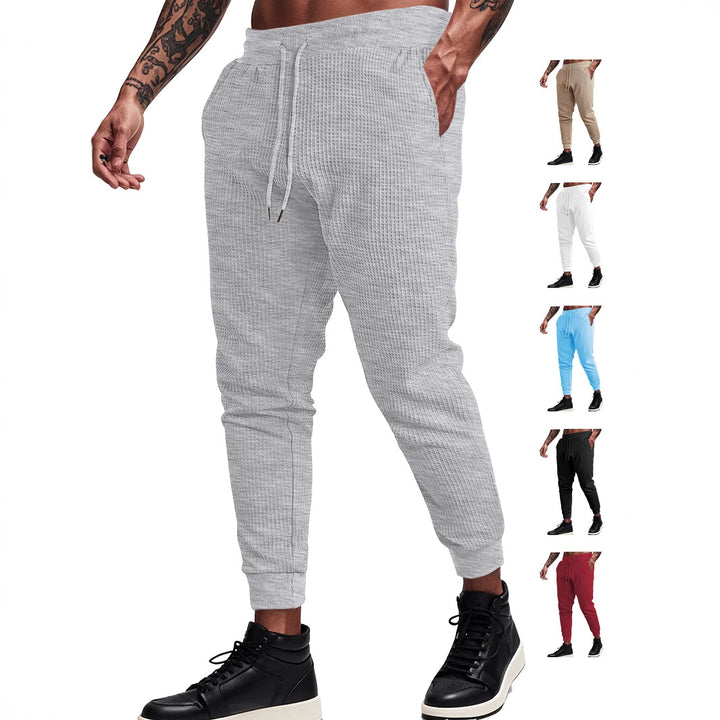 Men's fine-structured jersey lounge pants tapered cut with drawstring waistband and ribbed leg openings StylebySassy