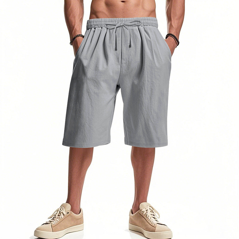 Men's casual bermuda shorts made of cotton blend with elastic waistband, drawstring, and side pockets StylebySassy