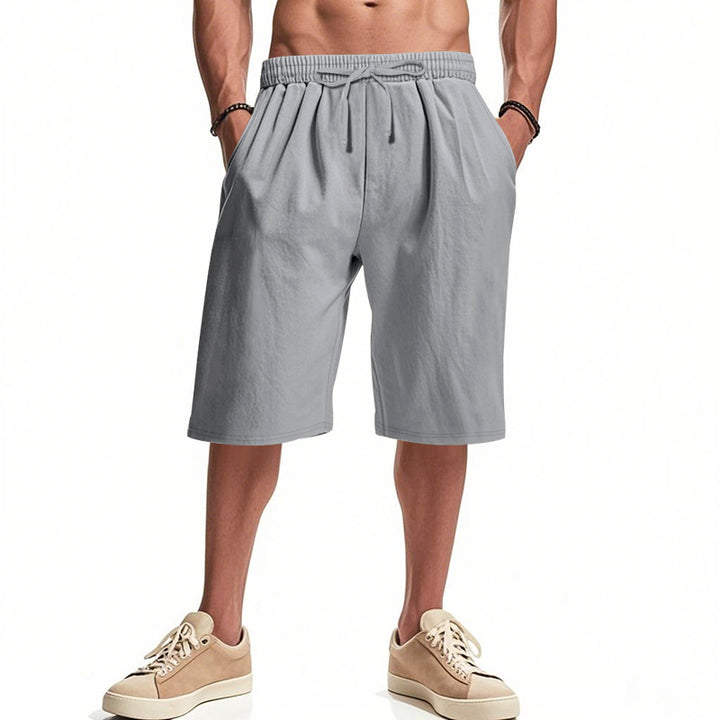 Men's casual bermuda shorts made of cotton blend with elastic waistband, drawstring, and side pockets StylebySassy