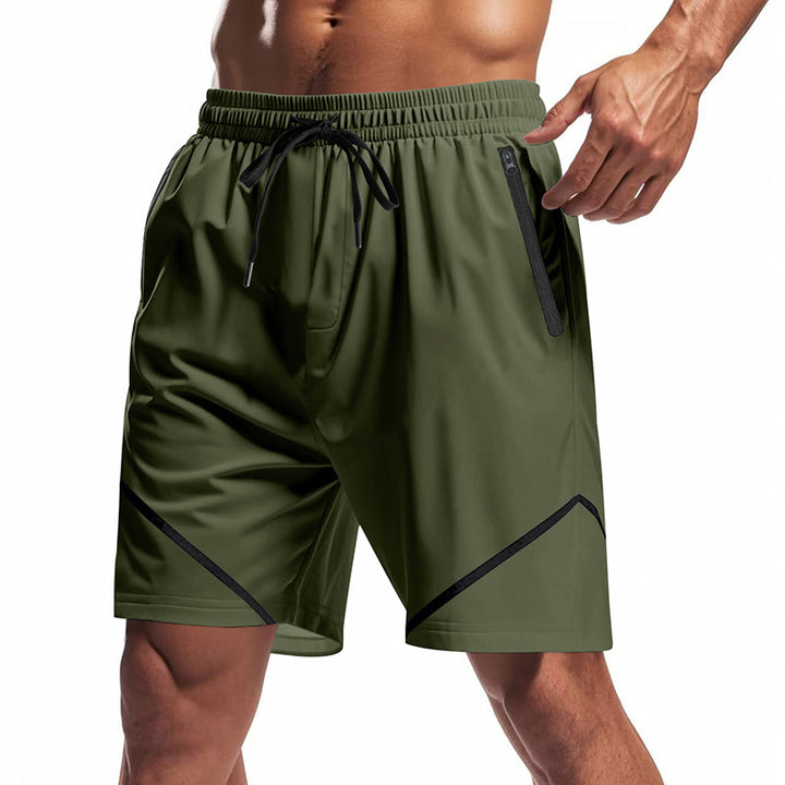 Men's breathable training shorts with zippered pockets and elastic drawstring waistband StylebySassy