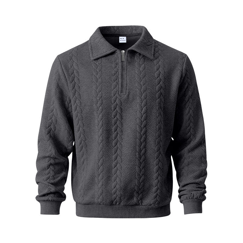 Men's coarse knitted troyer with short zipper and polo collar StylebySassy