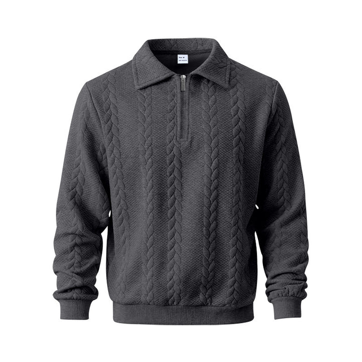Men's coarse knitted troyer with short zipper and polo collar StylebySassy