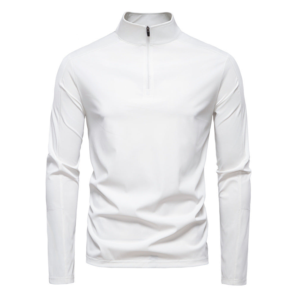 Men's functional long sleeve shirt with stand-up collar and half zipper StylebySassy