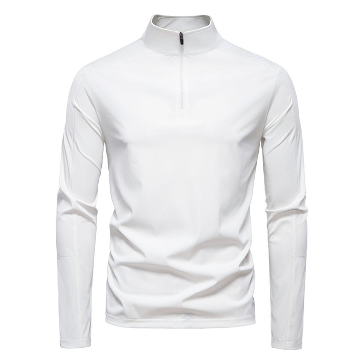 Men's functional long sleeve shirt with stand-up collar and half zipper StylebySassy