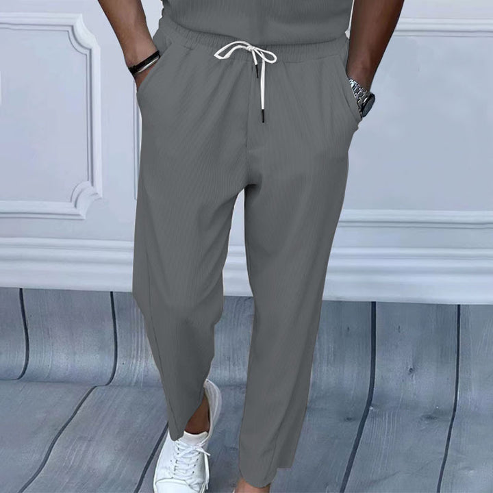 Men's lightweight linen pants with drawstring, elastic waistband, and straight cut StylebySassy