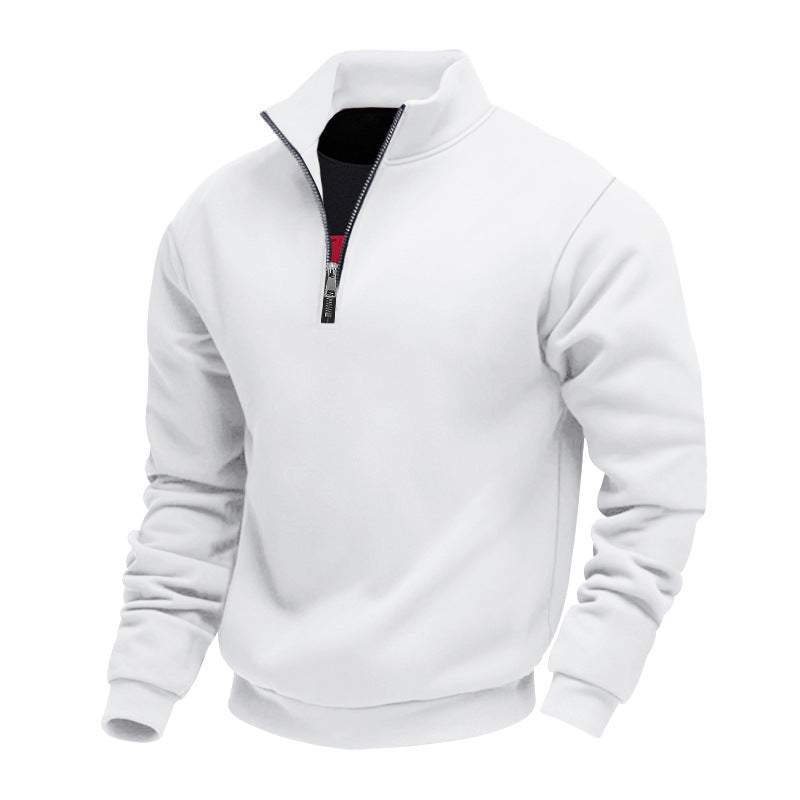 Men's brushed sweat half-zip with contrasting inner collar and elastic hem StylebySassy