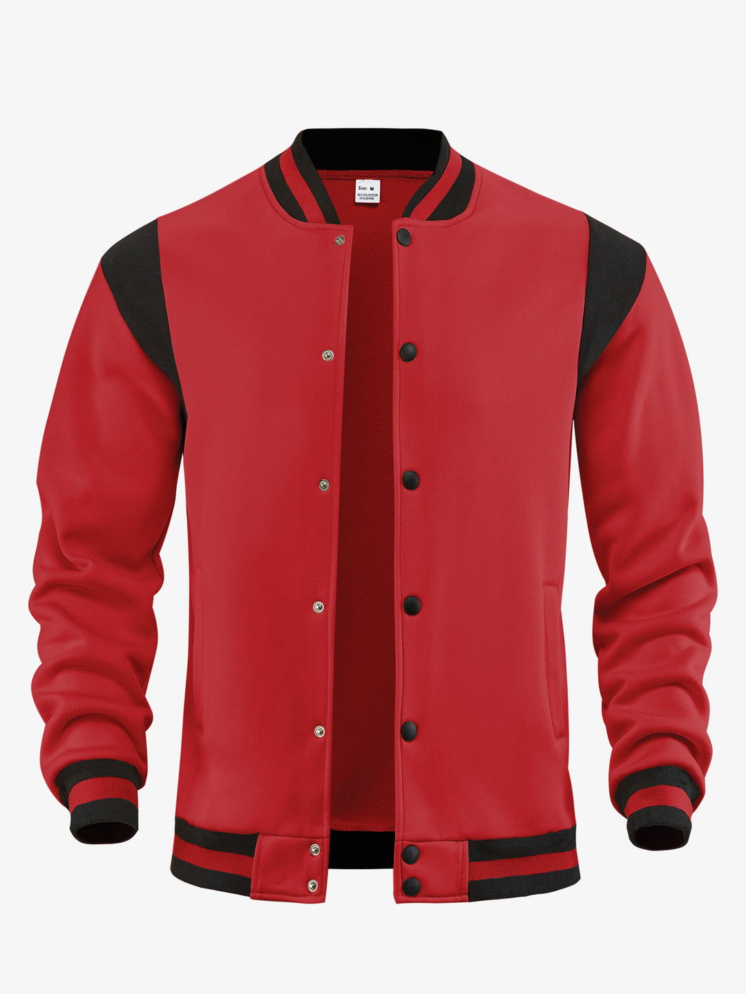Men's light baseball jacket in sweat quality with snap button placket, ribbed collar and contrasting shoulder yoke StylebySassy