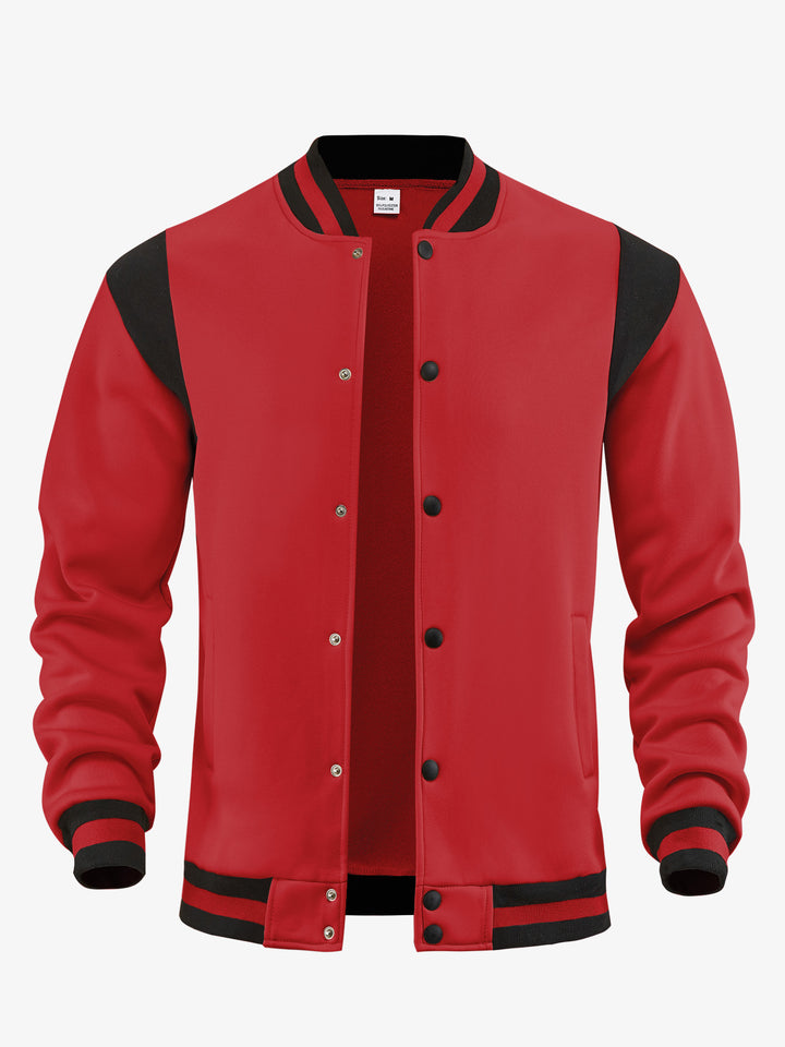 Men's light baseball jacket in sweat quality with snap button placket, ribbed collar and contrasting shoulder yoke StylebySassy