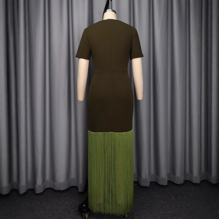 Women's maxi dress with asymmetric hem and elegant cut-out design StylebySassy