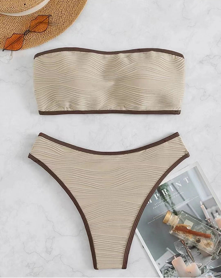Women's Bandeau Bikini Set with Textured Design StylebySassy