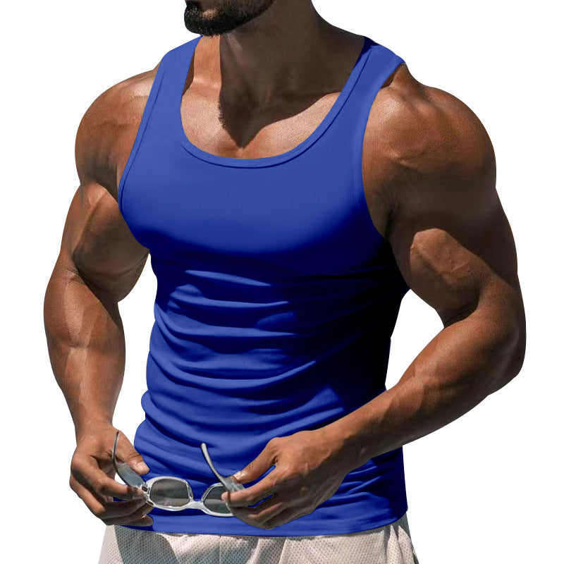 Men's figure-hugging functional tank top with high armholes and stretch jersey StylebySassy