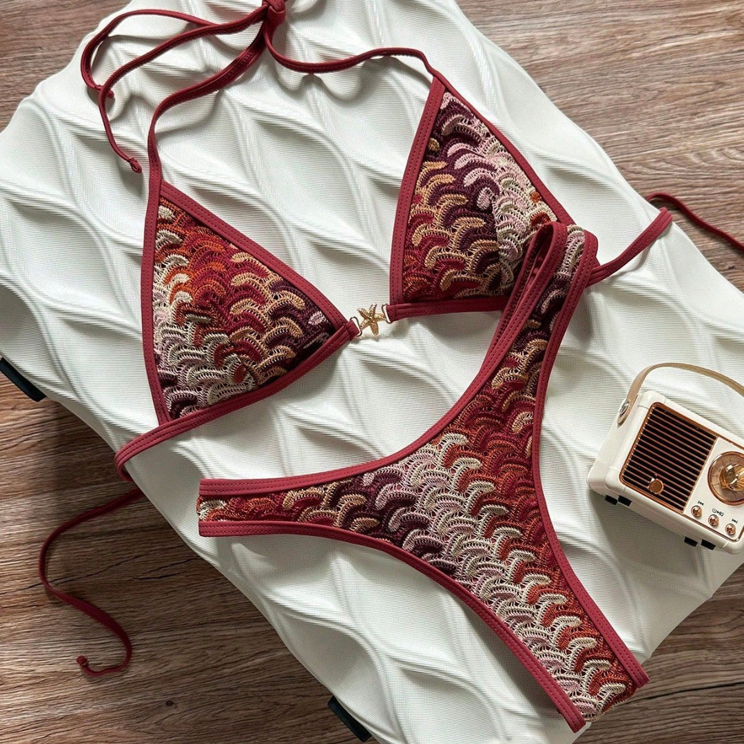 Women's Triangle Bikini with Elegant Rib Structure StylebySassy