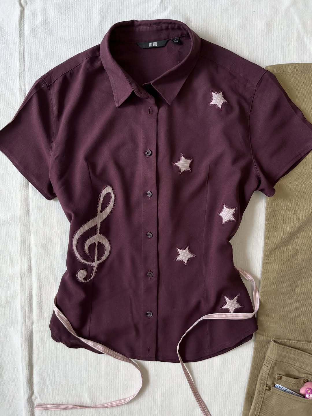 Women’s Short Sleeve Shirt with Creative Music Design StylebySassy