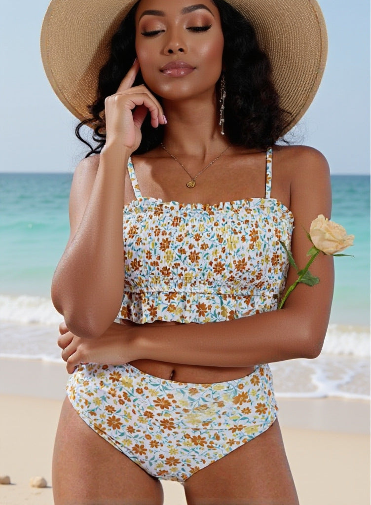 Women's Vintage Bikini Set with Ruffles