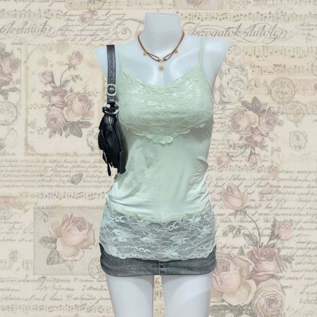 Women's Lace Cami Top with Flowing Cut StylebySassy
