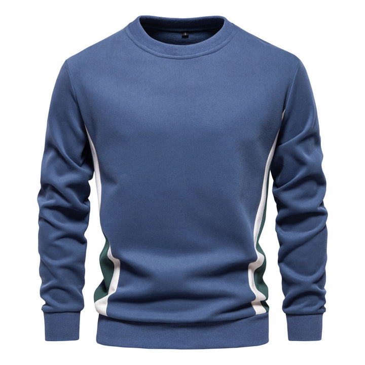 Men's round neck sweatshirt made of cotton blend with contrasting side piping and slim silhouette StylebySassy