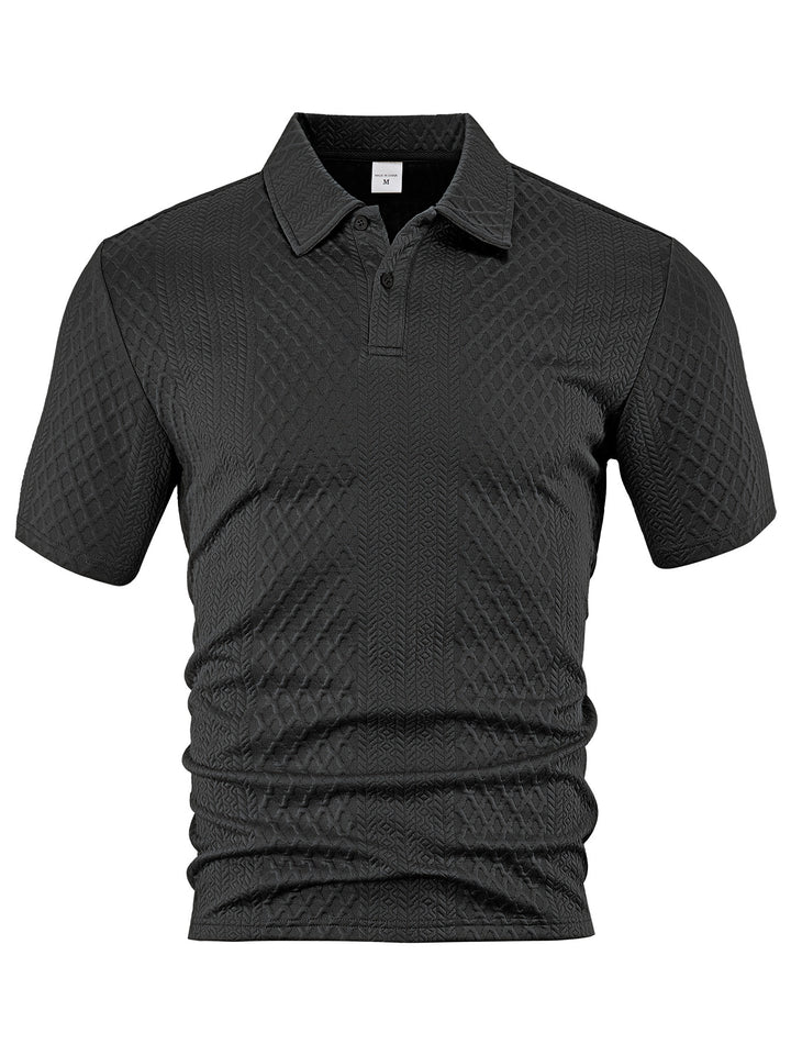 Men's textured jacquard polo shirt short sleeves slim fit with polo collar StylebySassy
