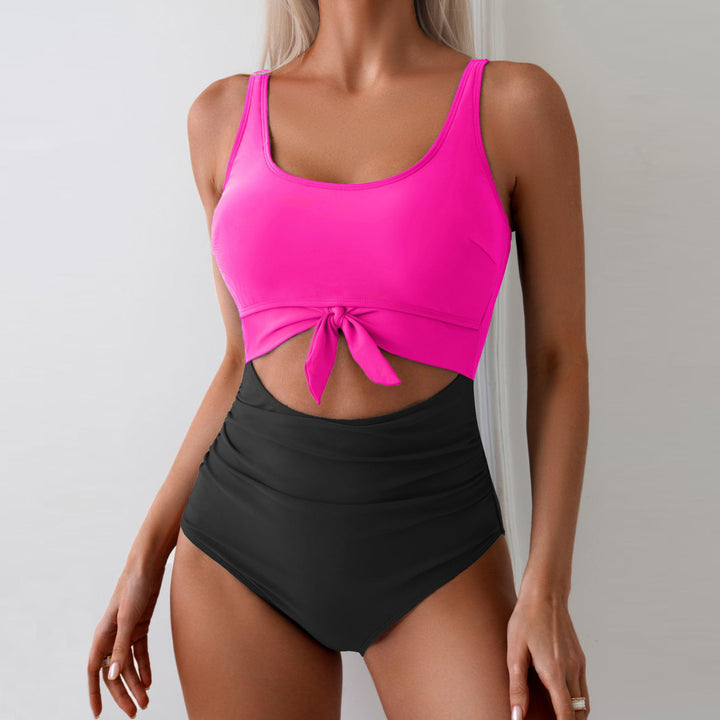 Women's One-Piece Swimsuit with Trendy Cut-Out Design and Adjustable Knot StylebySassy