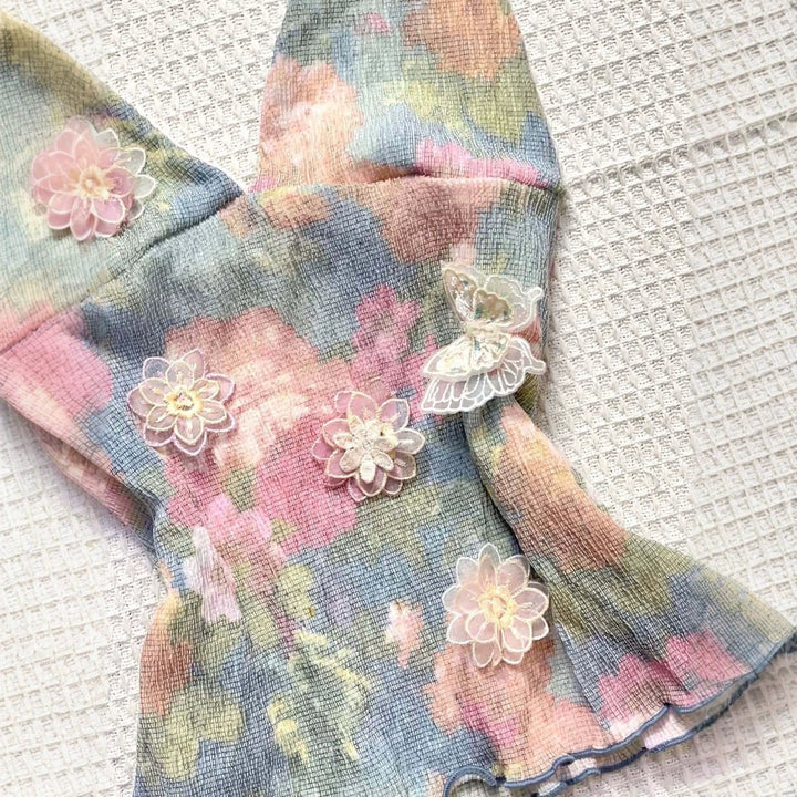 Ladies delicate summer top with floral details StylebySassy