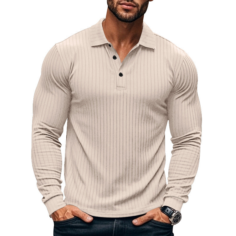 Men's Nano Athletic Long Sleeve Polo Shirt Slim Fit Made of Elastic Rib Knit StylebySassy