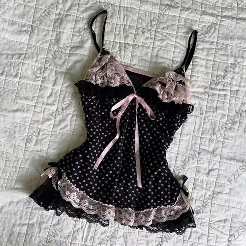 Women's seductive nightdress with lace trim and ruffle details StylebySassy