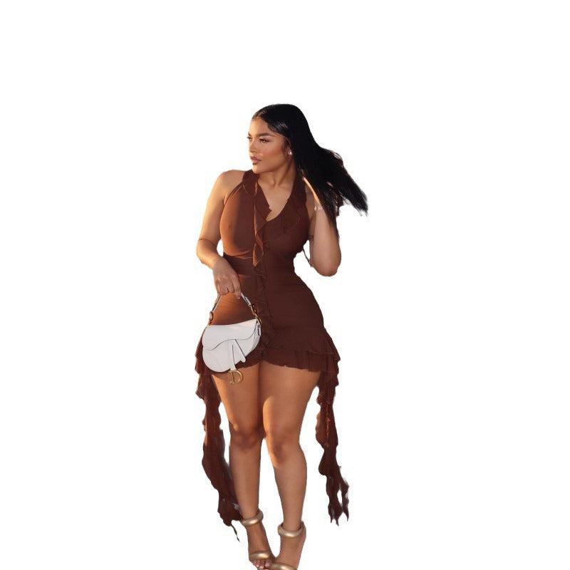 Women sexy mini dress with ruffles and off-shoulder design StylebySassy