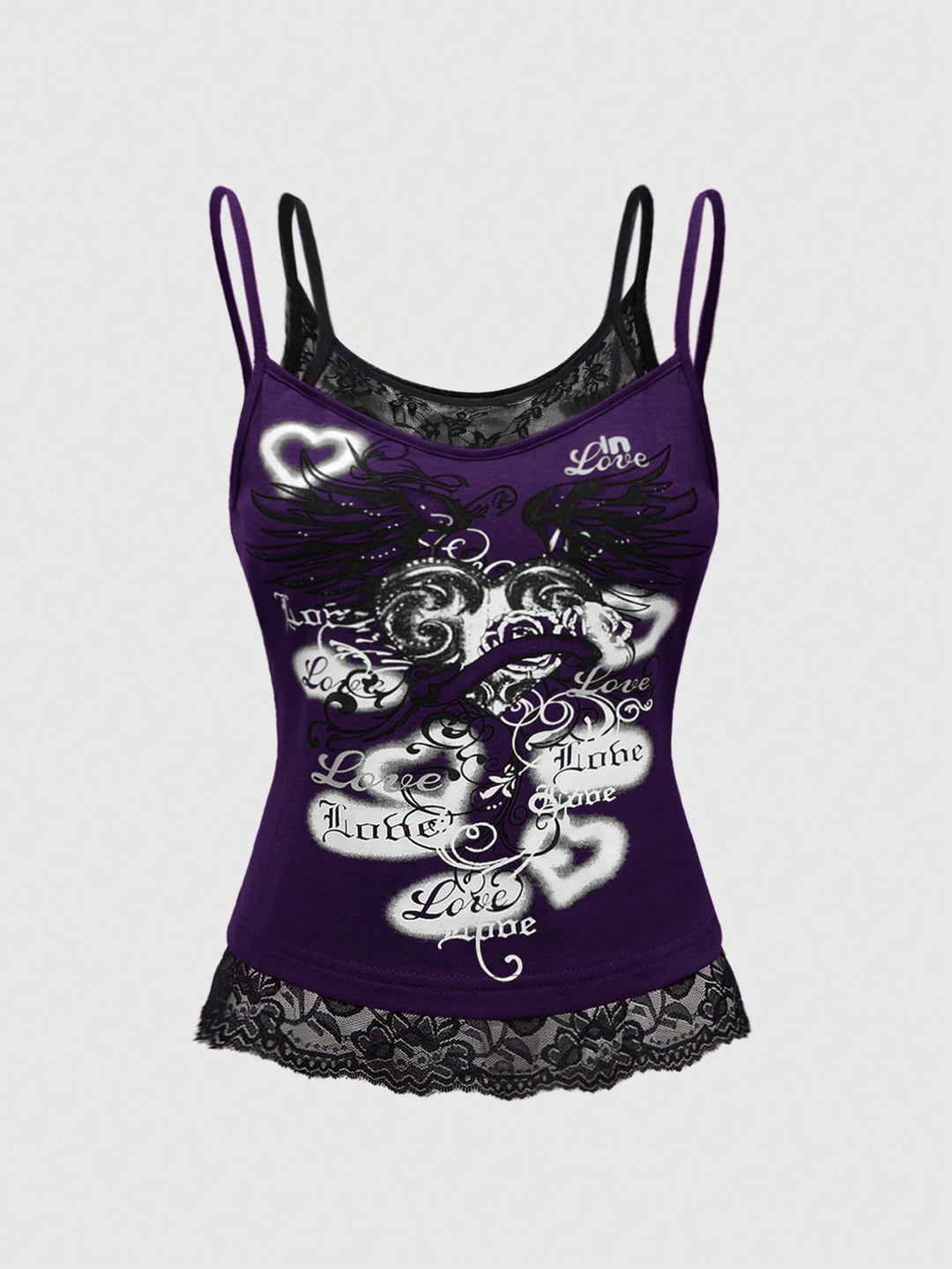 Women's Lace Cami Top with Graphic Print StylebySassy