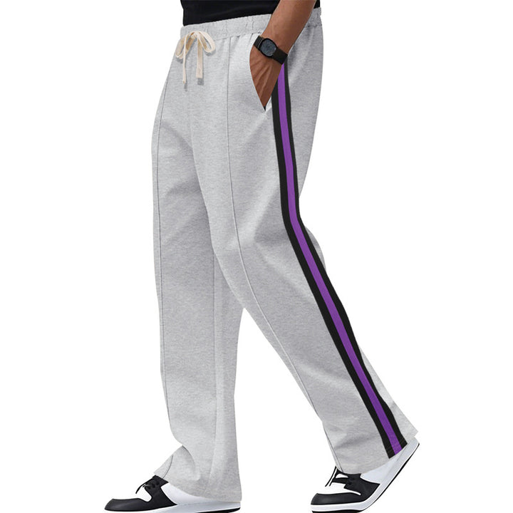 Men's loosely falling casual chinos with side contrast stripe and drawstring waistband StylebySassy