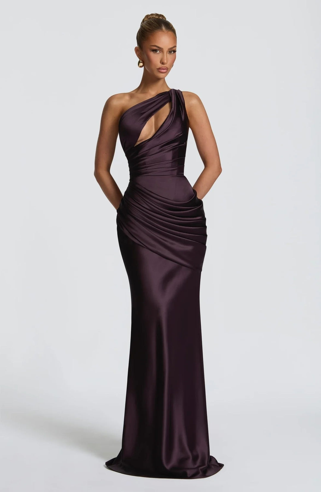Women Elegant Maxi Dress with Asymmetrical Cut and Refined Draping StylebySassy
