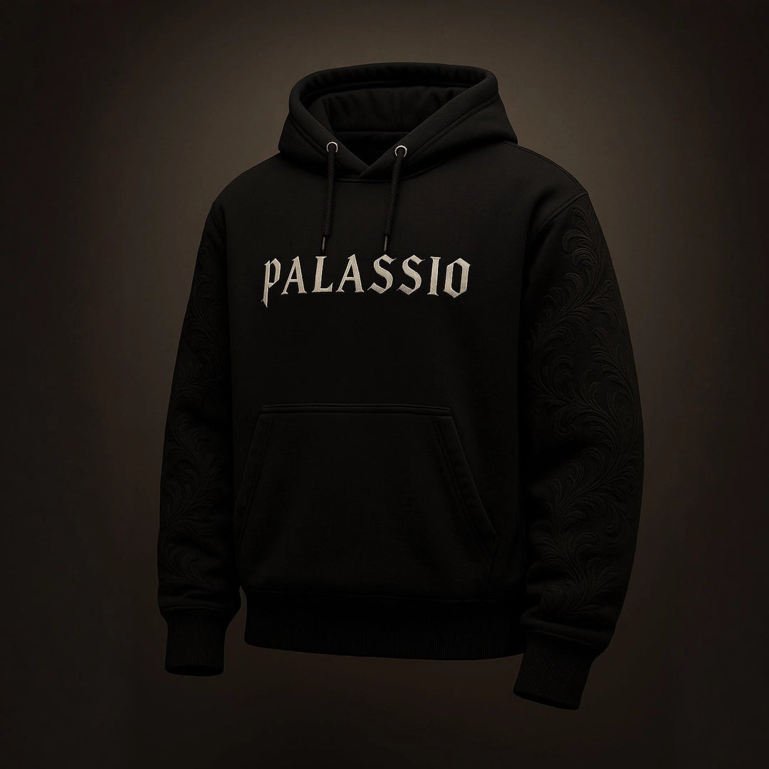 Unisex nan Premium Hoodie with tonal relief embroidery on the sleeves, double hood and kangaroo pocket StylebySassy