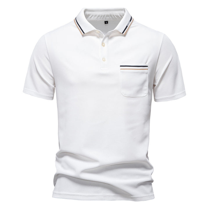 Men's modern polo shirt with patch chest pocket and contrasting trim on the polo collar StylebySassy