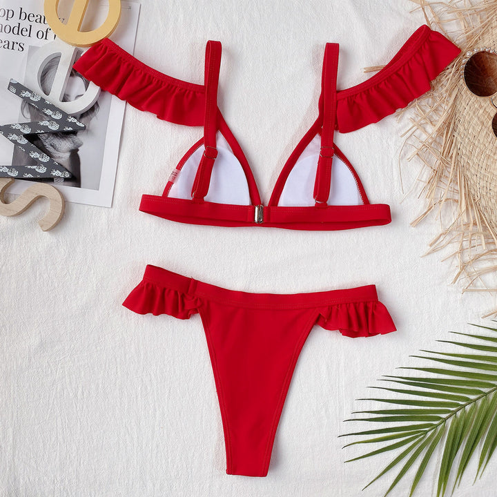 Women Triangular Bikini with playful ruffle details StylebySassy
