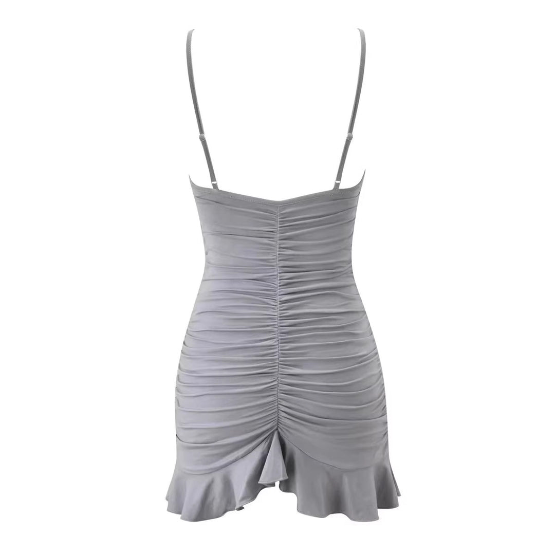 Ladies seductive mini dress with ruffled hem and sparkling detail StylebySassy