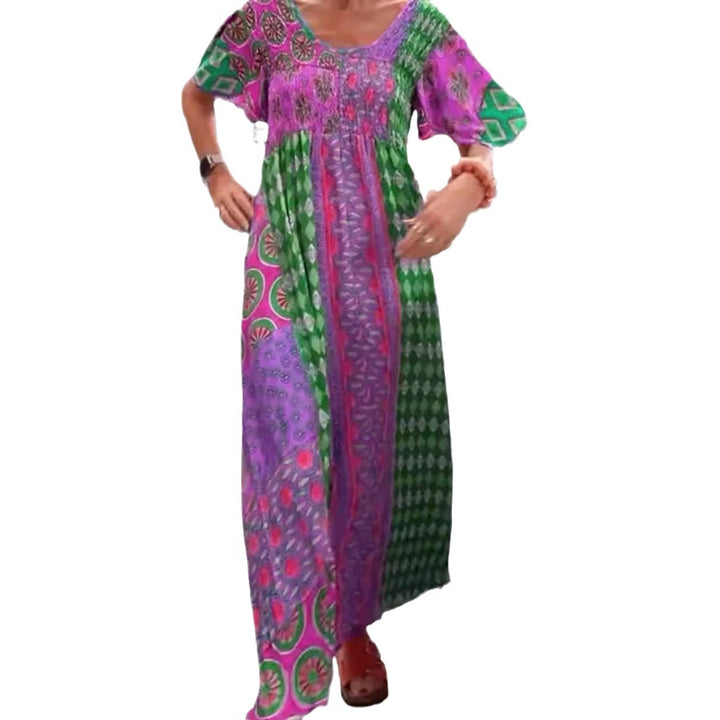 Women's Boho Max Dress with Smocked Top and Flowing Wide Skirt StylebySassy