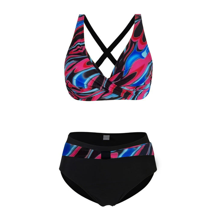 Women's sporty bikini set with trendy cut and modern graphic design StylebySassy