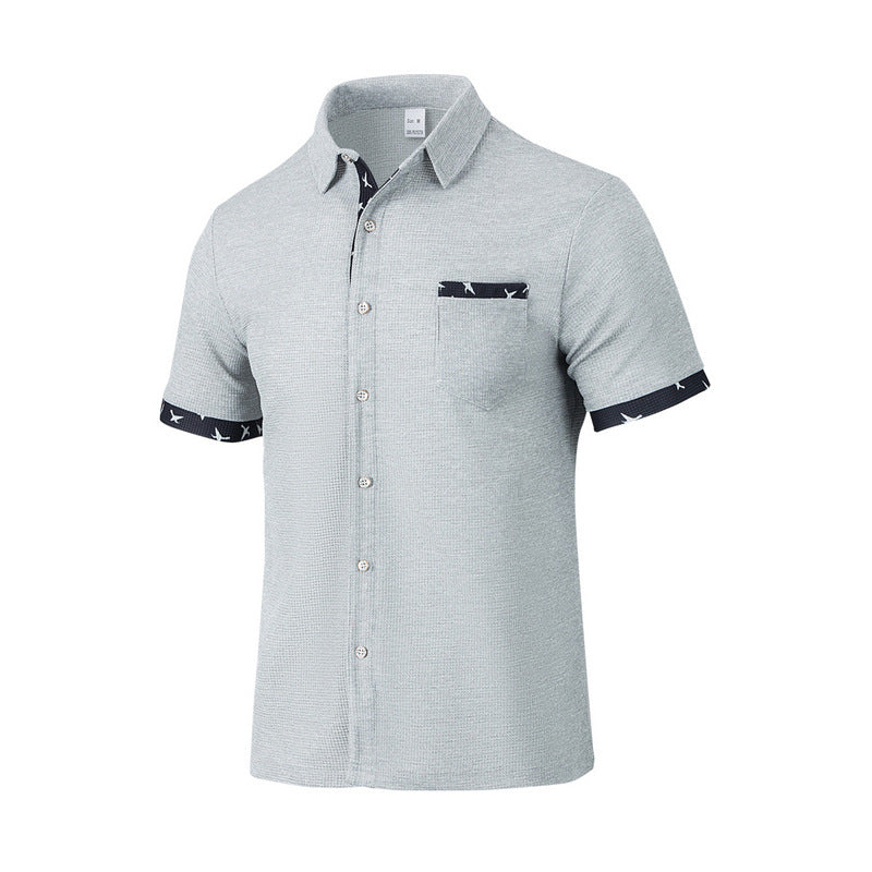 Men's structured short-sleeve shirt with chest pocket and contrast trim StylebySassy
