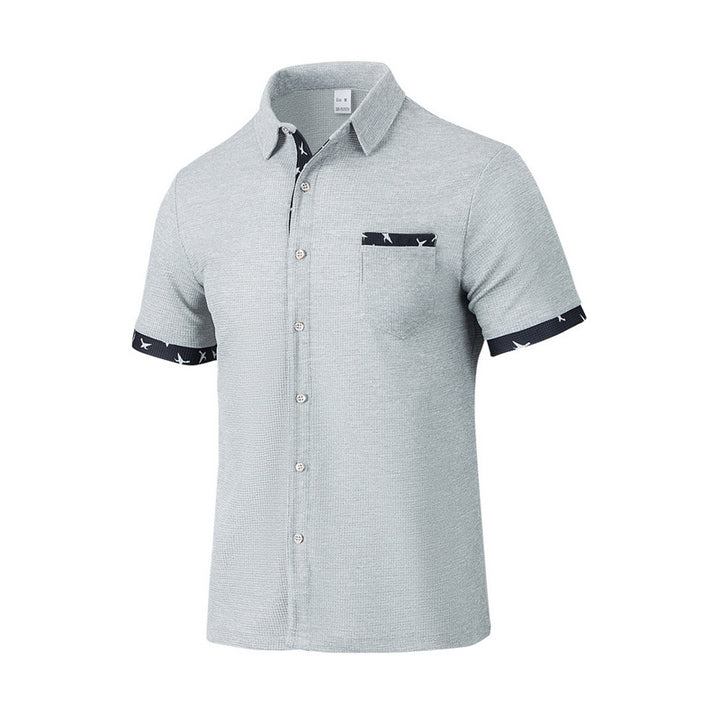 Men's structured short-sleeve shirt with chest pocket and contrast trim StylebySassy