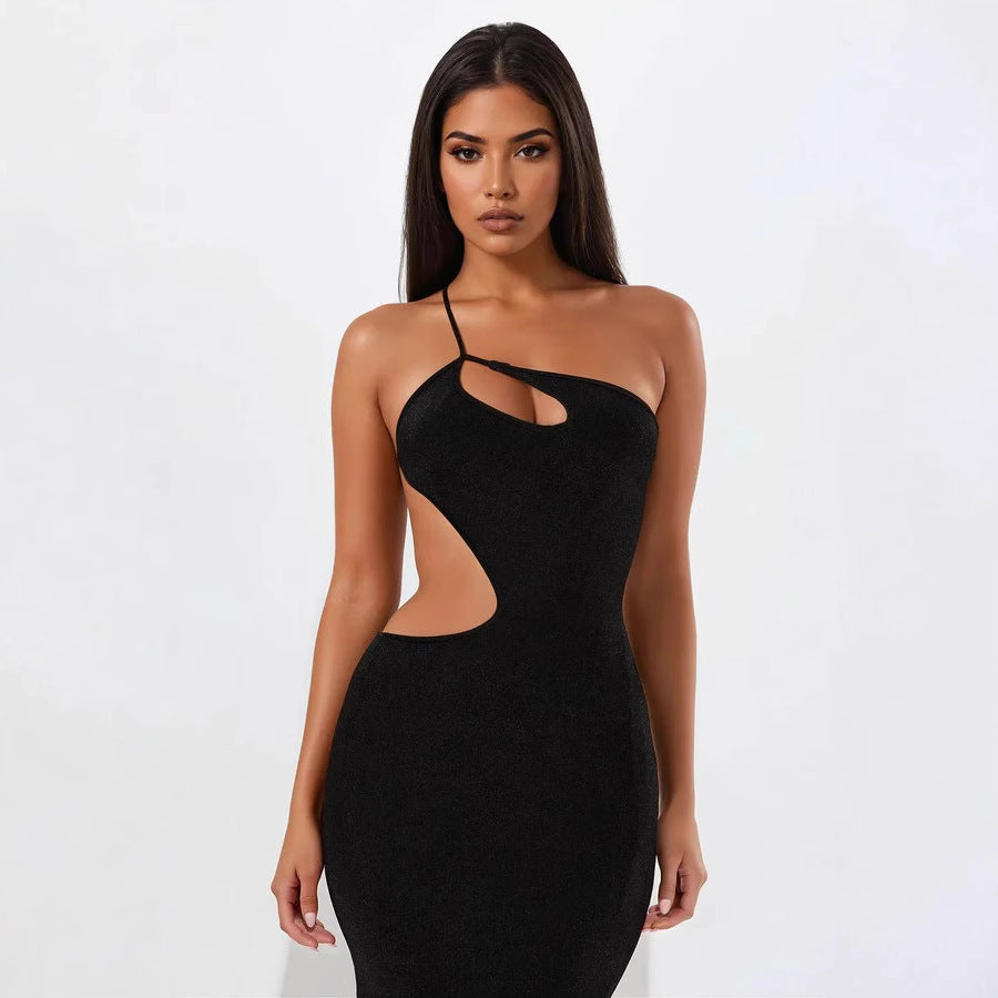 Women's fitted maxi dress with deep neckline and cut-out details StylebySassy
