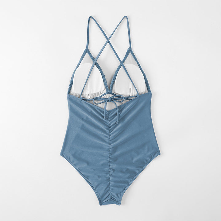 Women's One-Piece Swimsuit with Refined V-Neck and Structured Top StylebySassy