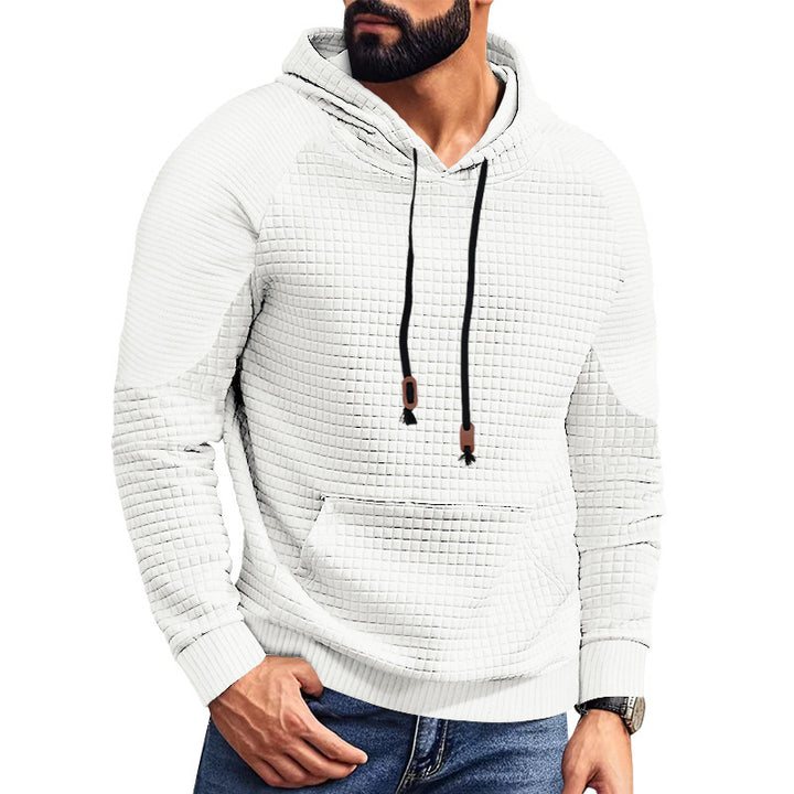 Men's hooded sweatshirt in quilted look with kangaroo pocket, raglan sleeves and drawstring StylebySassy