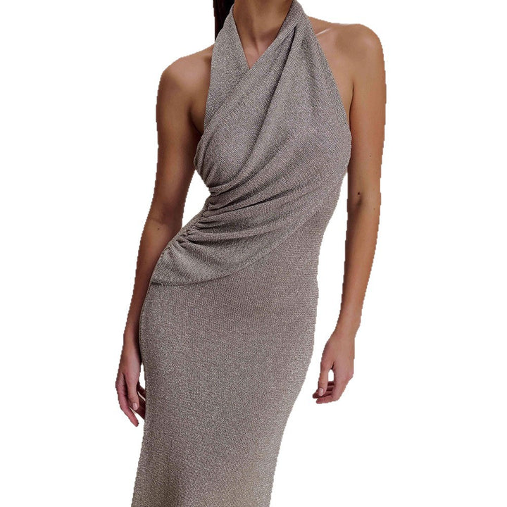 Women Elegant Maxi Dress with Shimmering Fabric and Refined Wrap Detail StylebySassy