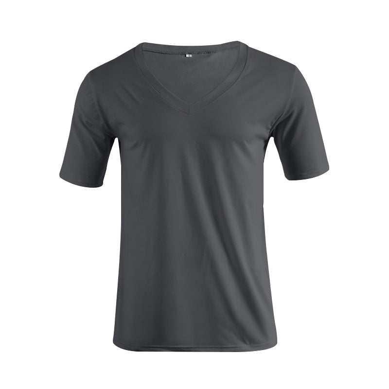 Men's V-neck T-shirt made of fine jersey with slim silhouette and flat seams StylebySassy