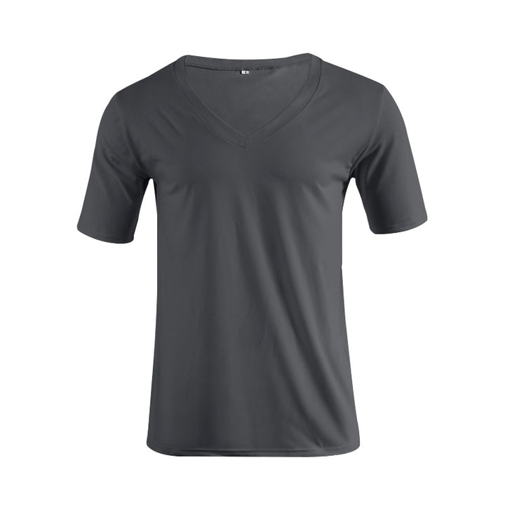 Men's V-neck T-shirt made of fine jersey with slim silhouette and flat seams StylebySassy